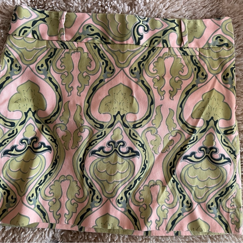 J. Crew Pink and Green Mini Skirt